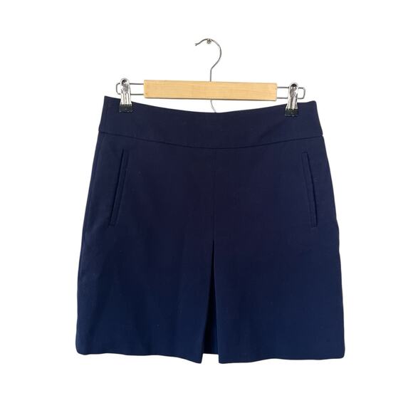 Loft Navy Blue Front Pleat A Line Skirt Size 4 - Picture 1 of 4